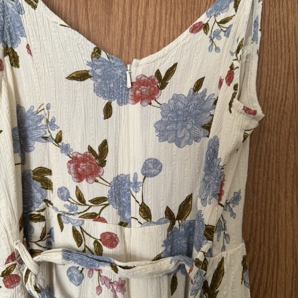 American Eagle Women's 8 Floral Linen Jumpsuit Leg Slits Romper Wide Leg Boho - Picture 6 of 6